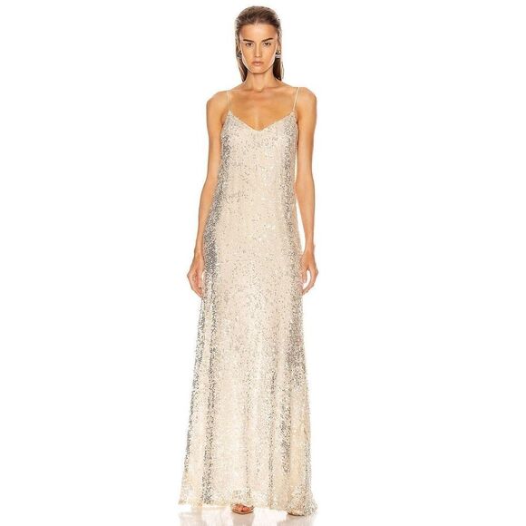GALVAN sequin Estrella Slip Dress pearl white US6(FR38) - Picture 1 of 14